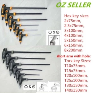 T Handle Hex Allen Alan Key/ Torx Torque Star Wrench Individual 2-8mm & T10-T40 - Picture 1 of 14