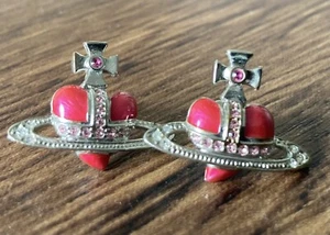 Vivienne Westwood Pink Orb Stud Earrings - Picture 1 of 4