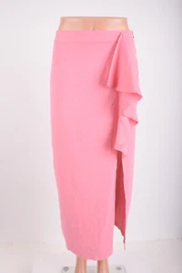 Zara Womens Ruffle Linen Blend Midi Skirt Pink Sz US S 7950/939 NWT - Picture 1 of 7