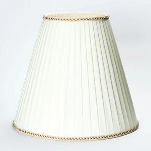 Ersatz Lampenschirm 38cm Stoffschirm mit Aufnahme 12mm creme mit brauner Borte - Imagen 1 de 1
