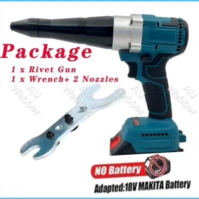 Brushess Cordless Rivet Gun Automatic Pop Gun For Makita 18V Battery AU - image 1 of 4