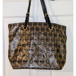 Michael Kors Tote Bag MK Logo Print Shoulder Bag Designer Purse - Picture 1 of 12