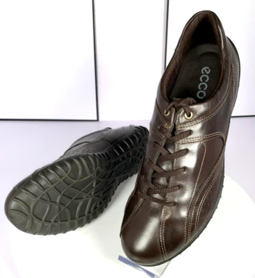 Ecco Mujer Dije Oxford Cuero Marrón Cómodo Con Cordones Tenis Zapatos, 40/9 Usado en Excelente Condición! Foto 1 de 4