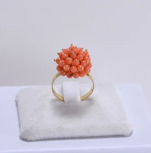 ANELLO IN ORO GIALLO 18 kt CON CORALLO ROSA MODELLO MOROSITA OGNK 0124 - Foto 1 di 4