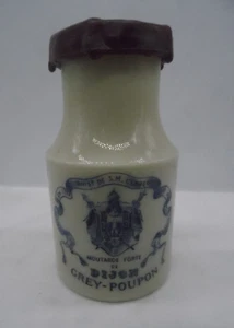 POT A MOUTARDE DE DIJON  MOUTARDIER GREY-POUPON OPALINE FLEURS DE LYS PARIS 1900 - Picture 1 of 5
