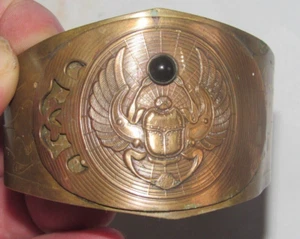 Antique Victorian Egyptian Revival Winged Scarab Beetle Art Nouveau Bracelet - Picture 1 of 6