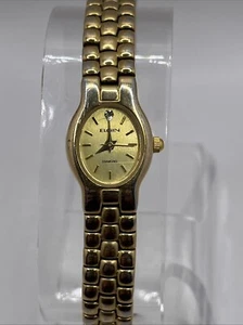 Elgin Diamond Women's Quartz Watch Gold Tone 6.25" Band 17mm Case- New Battery - Picture 1 of 9