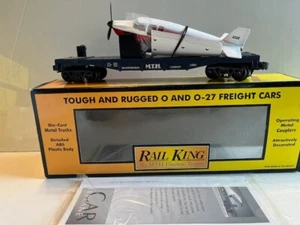 RAIL KING MTH 30-7621 - O/O-27 Transportation Flat Car with Airplane 400E - NEW! - Picture 1 of 14