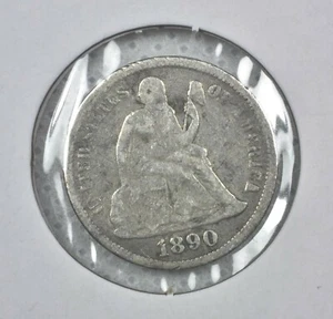 Moneda de diez centavos libertad sentada de 1890, de Estados Unidos - Imagen 1 de 2