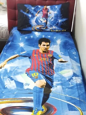 Juego de cama divertido Messi Football FCB 155x215 cm funda nórdica con 1 funda de almohada 75x45 cm Foto 1 de 4