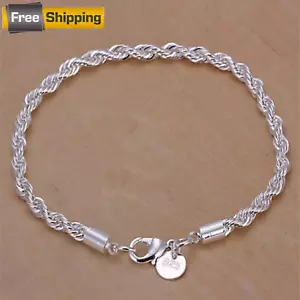 925 Sterling Silber Twist Seil Armband verstellbar Schmuck Geschenk für Damen & Herren - Bild 1 von 5