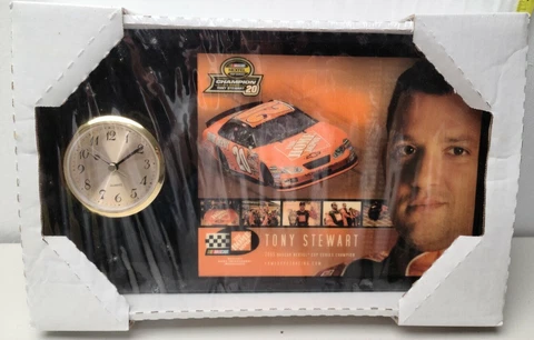 2005 Nextel Champion Tony Stewart Plaque with Clock Cover