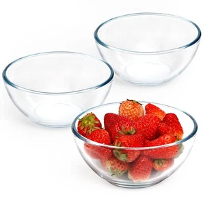 5 Inch Small Glass Bowls 14oz Glass Dessert Bowl Set Clear Tempered Glass Sau... - Picture 1 of 7