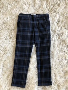 New Zara Girls Blue Check Dress Pants Size 8 - Picture 1 of 7