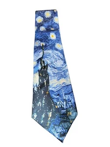 Reflets D’Art French 100% Silk Men’s Neck Tie -Van Gogh’s Starry Night Painting - Picture 1 of 3