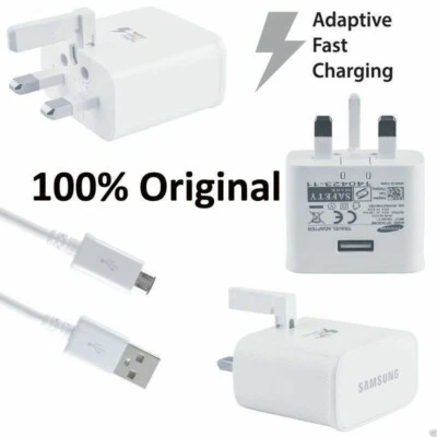 Genuine Samsung Fast Charger Plug & Micro Cable For Galaxy S7,S6,S5,S4,J1,J3 Lot - Image 1 of 4