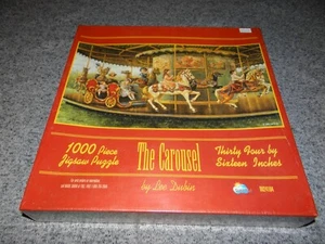 NEW SunsOut THE CAROUSEL Lee Dubin VINTAGE 1000 Pc Jigsaw Puzzle 34 x 16 Horses - Picture 1 of 5