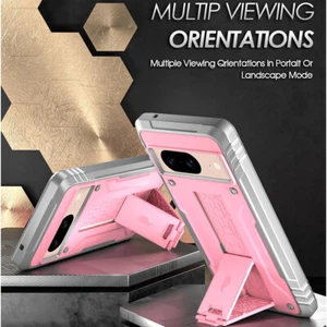 For Google Pixel 8 5G 6.2 inch Case Full Body Built-in Kickstand Cover Pink - Picture 1 of 6