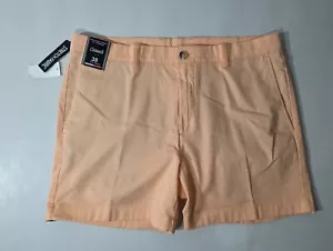 NEW Size 38 Men's Roundtree & Yorke Khaki Shorts 5.5" Inseam Stretch Peach - Picture 1 of 5