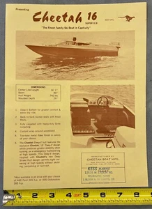 Vintage CHEETAH 16 Ski Boat Deep-V Hull Dealer Stamped Sales Brochure Spec Sheet - Picture 1 of 1