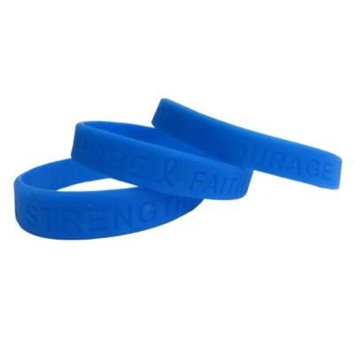 Pack of 3 Hope Faith Courage Strength Awareness Wristband Bracelet Rubber Band - Image 1 of 4