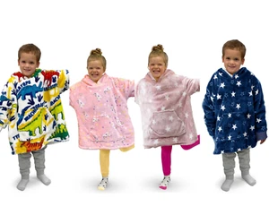 Boys/Girls Oversized Hoodie Sherpa Fleece Kids Hooded Sweatshirts Jumper Blanket - Picture 1 of 9