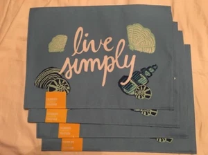 Juego de 4 manteles de caracol azul playa u océano ""Live Simply"" de verano para celebrar - Imagen 1 de 2