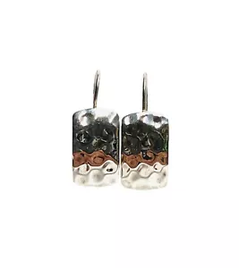 VTG Retired Silpada Sterling Silver Hammered Rectangular French Hook Earrings - Picture 1 of 24