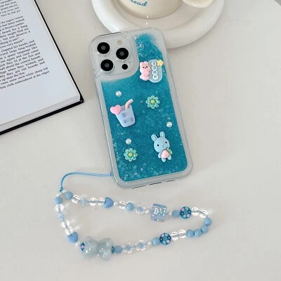 Cartoon 3D Doll Quicksand +Bracelet Liquid Glitter Case Cover For Various Phone - Image 1 of 4