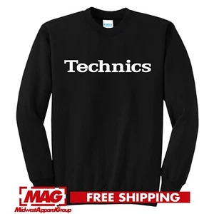 TECHNICS LOGOTIPO CUELLO REDONDO Dj Tocadiscos Reproductor de discos de la vieja escuela Vinilo Sudadera - Imagen 1 de 3