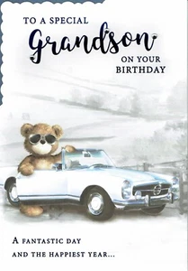 TARJETA DE CUMPLEAÑOS GRANDE NIETO ESPECIAL con inserción de varias páginas y palabras encantadoras oso - Imagen 1 de 4