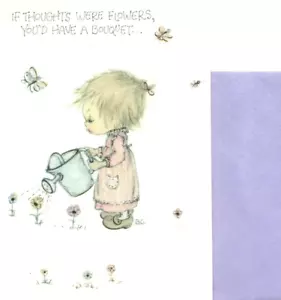 Betsey Clark Get Well Watering Can Flowers Flower Bouquet Glitter Hallmark Card - Picture 1 of 3