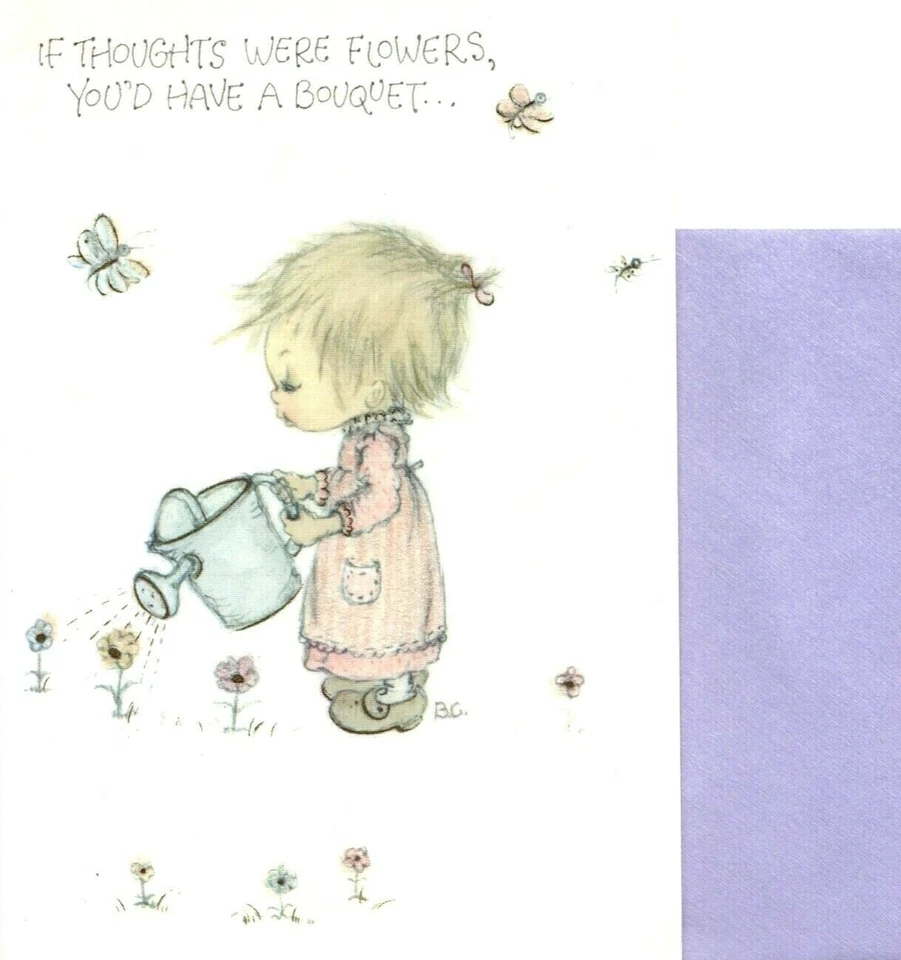 Betsey Clark Get Well Watering Can Flowers Flower Bouquet Glitter Hallmark Card - Image 1 of 3