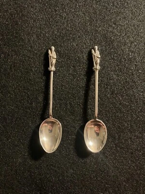 Cucharas antiguas de plata de ley de 3,5" Foto 1 de 4