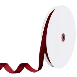 5/8" x 25 Yards Burgundy Velvet Ribbon Christmas Tree Wreath Gift Crafts - Picture 1 of 8