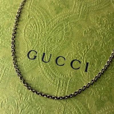 GUCCI Collana Ciondolo Catena Argento 925 Uomo Accessorio Autentico - Immagine 1 di 4