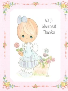 Tarjeta de nota en blanco Precious Moments Pink Girl Thank You Hallmark - Juego de 2 - Imagen 1 de 2