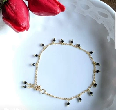 Collana in argento sterling 925 con pietre preziose spinello nero +... - Immagine 1 di 4