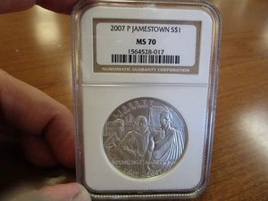 2007-P United States Commemorative Silver Dollar Jamestown NGC MS70 - Picture 1 of 2