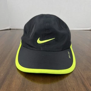 NIKE Dri-Fit Adjustable Hat Black Green Athletic Running Cap - Picture 1 of 11