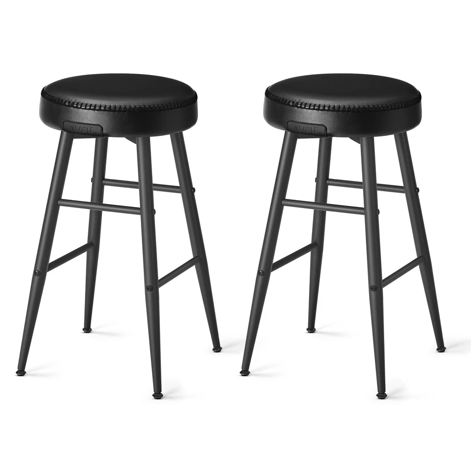 VASAGLE EKHO COLLECTION BAR STOOLS SET OF 2 COUNTER HEIGHT BAR STOOLS - BLACK - Image 1 of 4