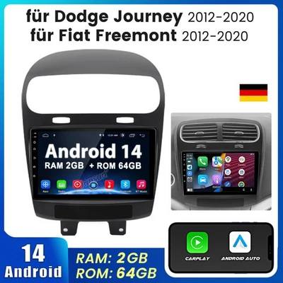 Für 2012-2020 Dodge Journey Fiat Freemont 64G CarPlay 9”Android14 Autoradio Navi - Bild 1 von 4