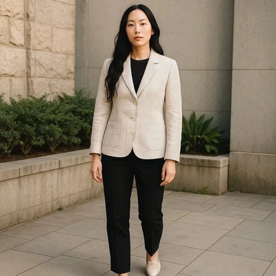 Blazer Brooks Brothers Mujer Talla 4 Seersucker Rayas Algodón Tostado Viaje Carrera Foto 1 de 4