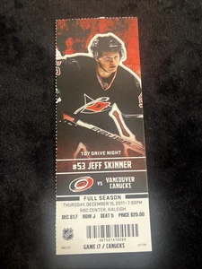 2012 NHL Carolina Hurricanes Ticket Stub Game 17 Verses Vancouver Canucks - Picture 1 of 10