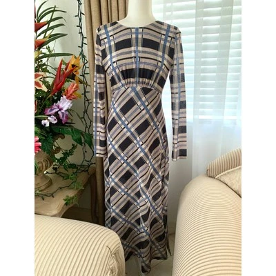NWT Topshop Check Print Long Sleeve Midi Dress in Multicolor Women's US 8 - Изображение 1 из 4