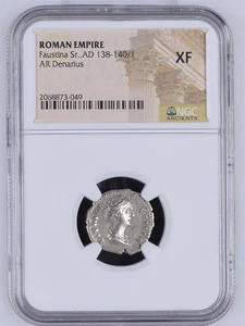 NGC XF Roman AR Denarius Faustina I AD 138 - 140/1 NGC Certified Extremely Fine - Picture 1 of 2
