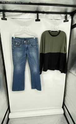 True Religion Womens Blue Denim Bootcut Jeans T-Shirt Size 32 XL Lot Of 2 - Image 1 of 4