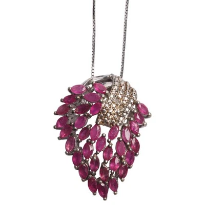 Collar colgante de plata 925 con rubí rosa y diamantes, de The Genuine Gemstone Company Foto 1 de 2