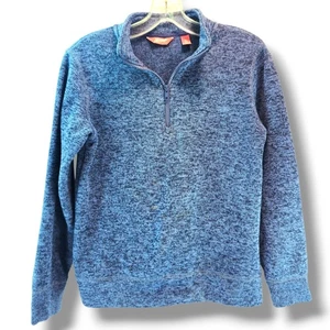 Arizona Jeans 1/4 Zip Fleece Sweater Boys Size M 10/12 Heathered Blue Preppy  - Picture 1 of 11