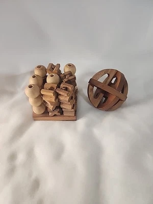 Wood 3-D Tic-Tac-Toe  And Sphere Wooden Board Games.  Preowned.  - Image 1 of 4